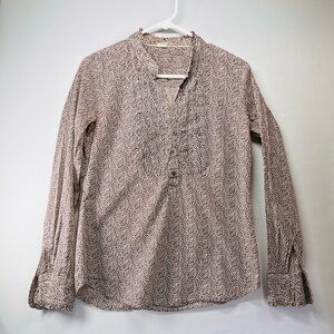 J. Crew Women's‎ Brown and Cream Patterned Blouse
